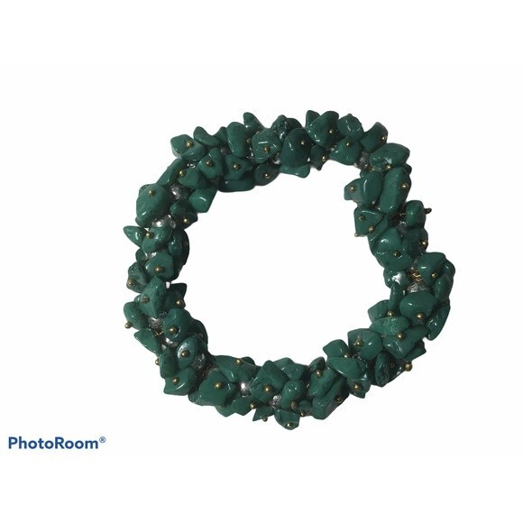 Green Jade chip Stretchy Bracelet - Picture 1 of 3